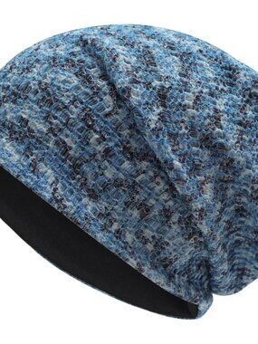 Women's Mixed Blue Warm Knit Winter Pull-On Classic Slouchy Stretch Skull Cap